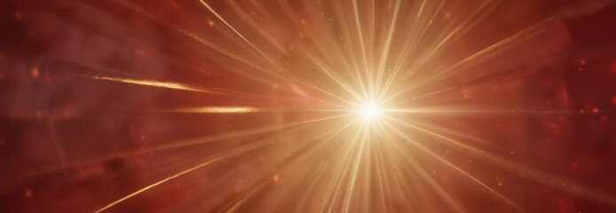 Fototapeta premium Abstract red backdrop, golden light rays burst from center , light, bright, spiritual