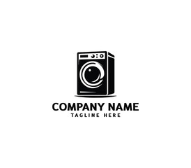 Vector silhouette washer machine logo design. Washing machine for washing. Vector icon illustration