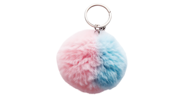 A Beautiful Fluffy Pom Pom Keychain in Pastel Colors Perfect for Enhancing Your Accessories and Adding a Touch of Whimsy and Style to Your Bag or Keys.