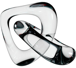 Abstract 3D glass shape with dynamic curves and a sleek, transparent design. Features futuristic aesthetics with holographic reflections, perfect for digital art, sci-fi projects, and modern UI/UX 
