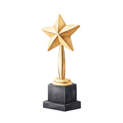 Shimmering Gold Star Trophy in Watercolor Style