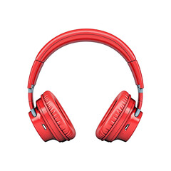Fototapeta premium Stylish red headphones with a modern design, perfect for music lovers and professionals. Enhance your sound experience with these vibrant and comfortable audio accessories.