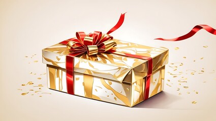 gift box with red ribbon