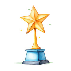 Modern Gold Star Trophy in Watercolor Style