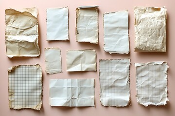 Mockup business brand template. Blank stationery and accessories made of craft paper for branding on dark wooden background top view mockup pattern