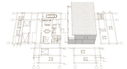 house architectural project sketch 3d illustration	
