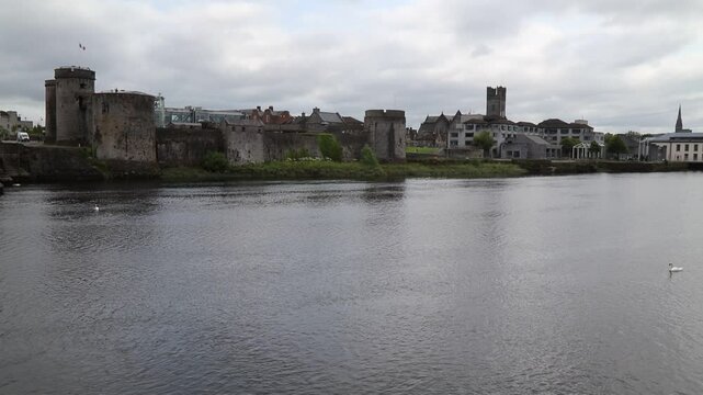 Limerick city in Ireland. King John's Castle medieval fortress.