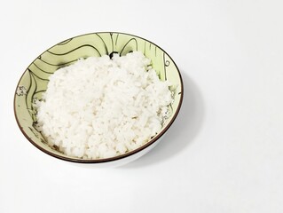 Bowl of rice on white background for advertising