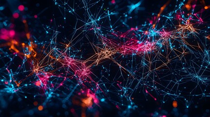 Fototapeta premium Intricate Neon Network on Dark Background