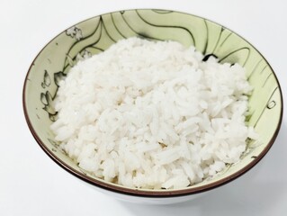 Bowl of rice on white background for advertising