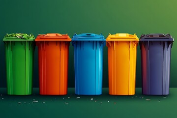 four colorful recycle bin isolated on background
