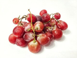 Bunch of red grapes on white background for advertising
