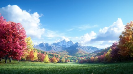 Fototapeta premium Vibrant autumn foliage in a mountain valley.