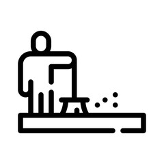 sidewalk cleaning line icon