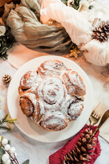 streusel on the holiday table, Scandinavian style, Scandinavian Christmas, cookies with raisins, nuts, candied fruits, flax and sunflower seeds