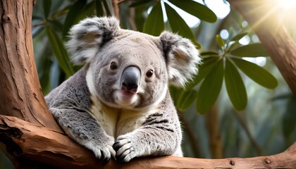 Obraz premium Adorable Koala on a Tree Branch