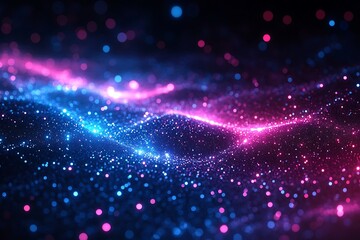 Obraz premium Experience the elegance of a wave of round, small particles flowing seamlessly in an abstract design. Perfect for adding a dynamic and modern touch to your creative projects, presentations, branding