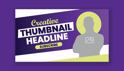 YouTube video cover thumbnail template design, customizable video thumbnail. corporate business and digital marketing promotional horizontal web banner, Video cover template for YouTube channel