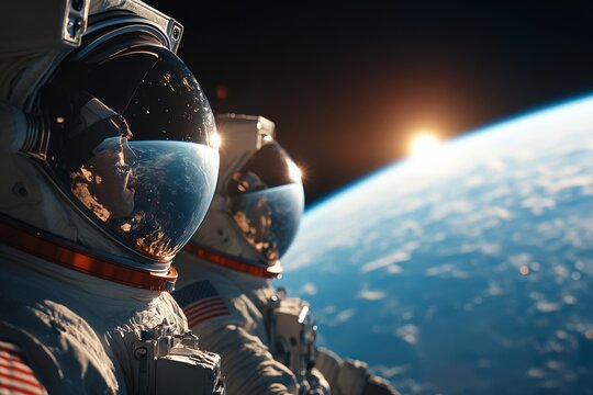 Astronauts observe sunrise above Earth from the International Space Station during a space mission