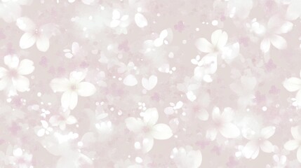 Delicate clusters of pastel pink, ivory, and lavender blossoms scattered gracefully, resembling a dreamy floral arrangement shimmering in soft morning light.