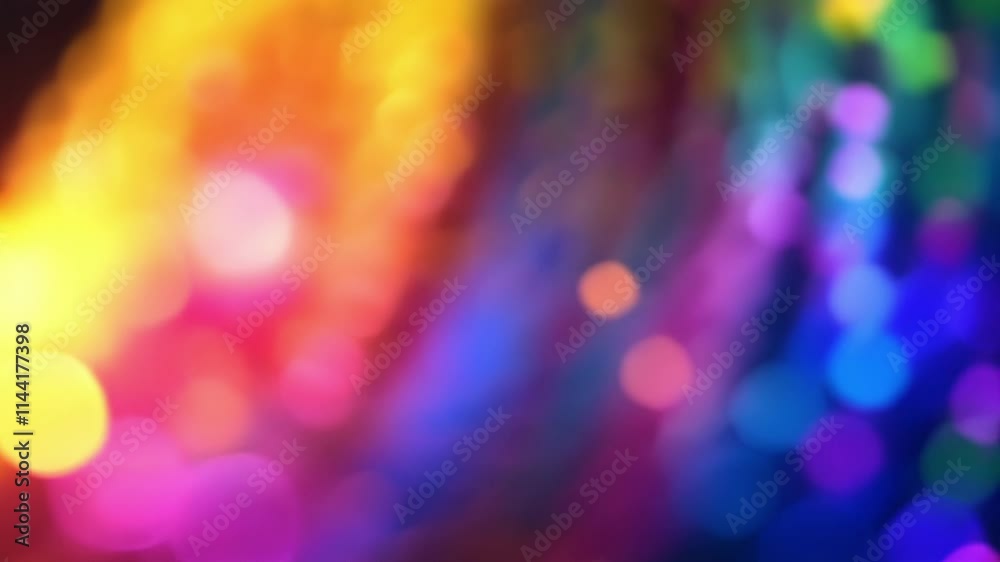 Poster colorful particles flowing and creating an abstract design, representing big data and information te