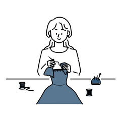 お直しをする女性