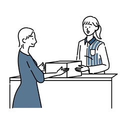 コンビニで発送・受け取りをする女性