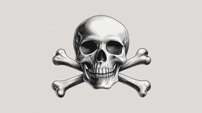 Skull and Crossbones: A classic image of a skull and crossbones in a minimalist style. The skull is detailed and realistic, with crossed bones underneath.