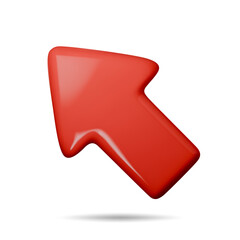 3d Arrow pointing up and sideways red color. Realistic 3d render In minimal style. Icon isolated on white background. Vector illustration