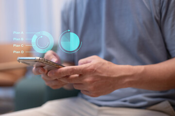 Business, finance and investment concept.Businessman accountant using calculator to financial report, sale data, budget planning, business analysis, financial research