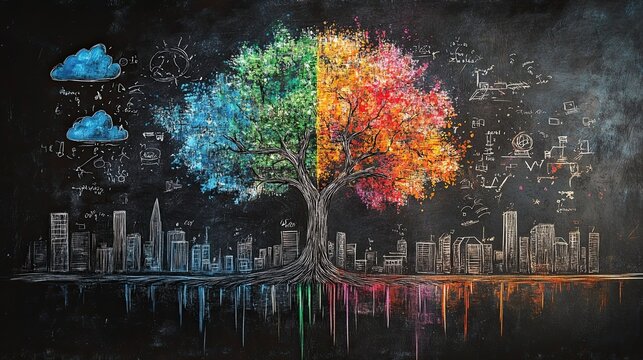 School chalkboard school supplies hand-drawn pictures education concept symbolizing traditional modern teaching methods classroom creating visual representation learning