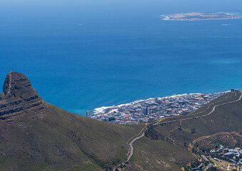Cape Town and Robben Island Seen from Table Mountain
