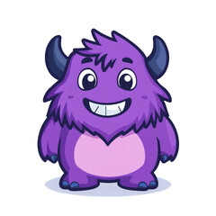Fototapeta premium Cute purple monster cartoon character.