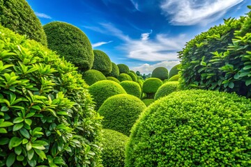 Green Bush Cutout, Worm's Eye View - Generative AI Image, Nature Photography, Garden Plants