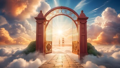 Golden Gates of Heaven A Pathway to Paradise Above the Clouds