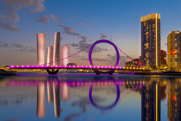 Qetaifan Island suspension bridge Lusail boulevard Qatar 