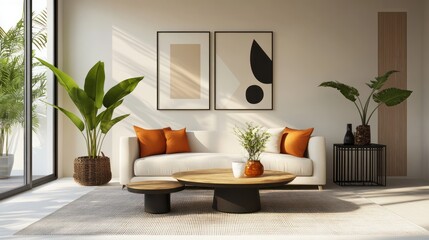 Fototapeta premium Modern Minimalist Living Room Interior Design