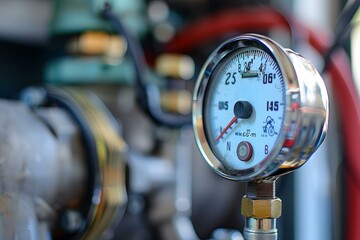 Measuring instrument showing pressure level inside of industrial system