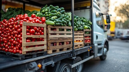 Sleek delivery truck transporting fresh produce highlighting importance efficient food transportation systems ensuring that quality food reaches consumers timely sustainable manner