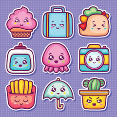Lovely Icon Set with Cute Expressions