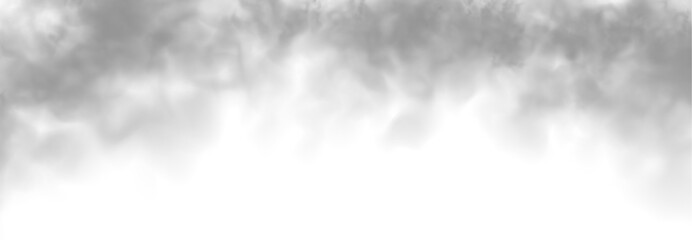 Grey smoke puff, white background and studio with no people with fog in the air. For used on light backgrounds. Transparency only in vector PNG format.	