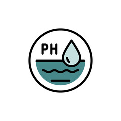 Water Quality and Water Treatment Vector Color Icon. PH Balance and Laboratory Bacterial Research. From Water Drop to Analysis, H2O Hygiene. Simple vector illustration for mobile concept and web desig