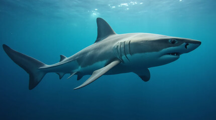 Fototapeta premium A great white shark in the sea.