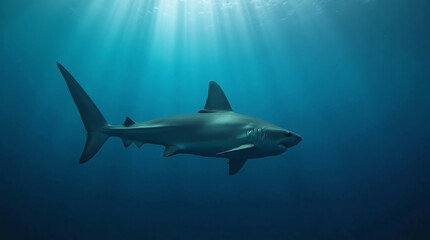 Fototapeta premium A great white shark in the sea.