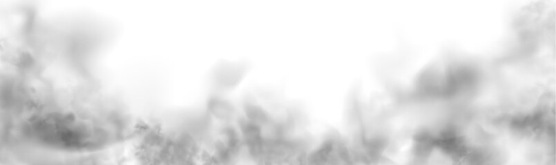 Grey smoke puff, white background and studio with no people with fog in the air. For used on light backgrounds. Transparency only in vector PNG format.  © ikril