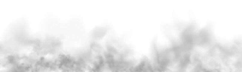 Special effect of steam, smoke, fog, clouds. Abstract gas on transparent background, vapor machine steam or explosion dust, dry ice effect, condensation, fume. Vector PNG illustration.  © ikril