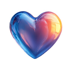 Glass heart with a gradient from blue to orange against. Evoking feelings of warmth and radiance.