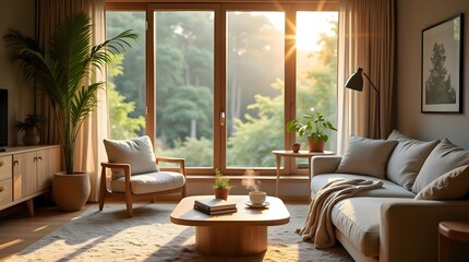 modern living room with fireplace