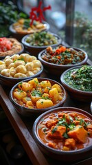 Obraz premium Sampling traditional Nepalese cuisine Enjoy dishes like momo, thukpa, and dal bhat.