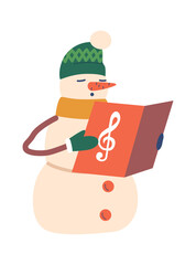 Single snowman singing christmas carol